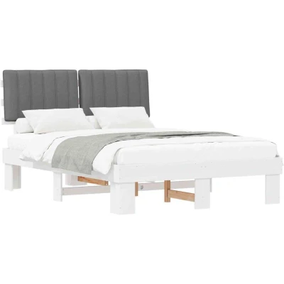 Image of vidaXL Bed Frame with Upholstered Headboard Light Grey 140 x 190 cm