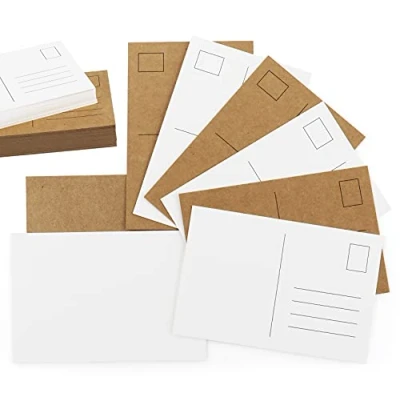 Image of Mocraft 120 Blank Postcards Kraft Paper &amp; White DIN A6 Postcard for DIY Greeting Card Crafts Graffiti Message