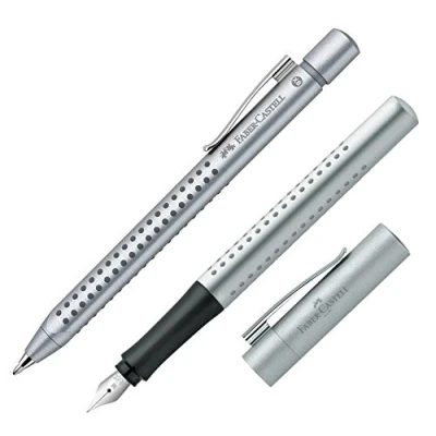 Image of Faber Castell Grip 2011 144111/140900 Ballpoint Pen and Fountain XB Nib M Silver