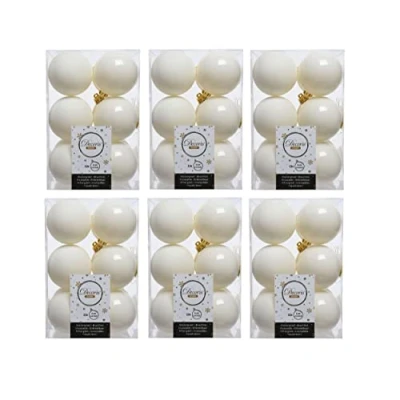 Image of 72 Wool White Christmas Baubles 6cm Shatterproof Tree Ornaments Shiny Matt Decs