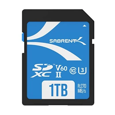 Image of SABRENT SD Card 1TB V60, UHS II SDXC, Memory card, Class 10, U3, Full HD &amp; 8K UHD 270MB/s for professional photographers, videographers, vloggers (SD TL60 1TB)