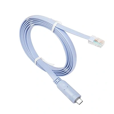 Image of QIANRENON USB C Cisco Console Cable, to RJ45 Serial Debug Cable with FTDI Chip, Type Adapter Compatible Router, Switch, Firewall, AP (Wireless), 6 ft