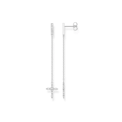 Image of Thomas Sabo Cross Earring with White Stones in Silver
