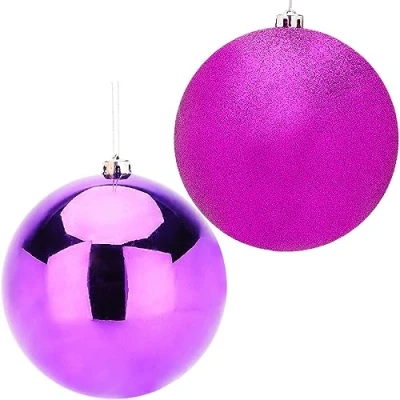 Image of Christmas Concepts® Pack Of 2 200mm Baubles Shiny &amp; Glitter Design Giant (Purple)