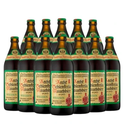 Image of Schlenkerla Rauchbier Weizen Wheat Beer 500ml Bottles 5.2% ABV (12 Pack)