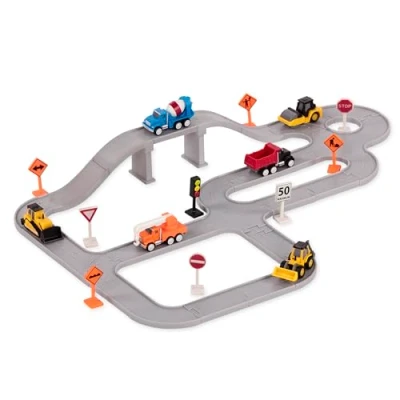 Image of Driven by Battat WH1079Z Series Multipack (6 Pieces Construction Crew Pocket Playset 57pc Trucks, Road Signs Toys and Track Sets for Kids Aged 3 Up, Multicoloured