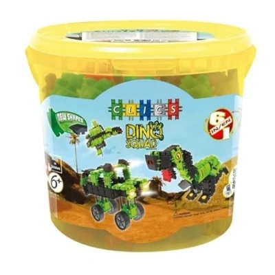 Image of Clics Dino World construction toys for children from 3 years, creative educational in a 151 piece set, building blocks girls and boys, Montessori STEM toys, durable