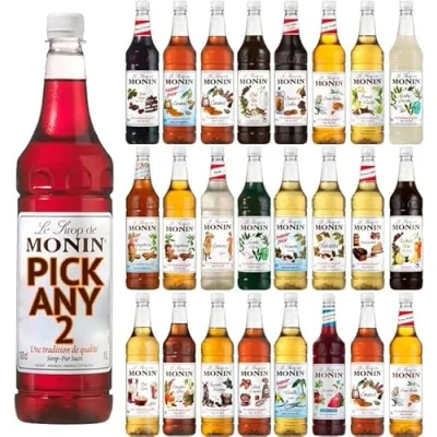 Image of Monin 1L (1000ML) Syrup for Coffee &amp; Drinks. Pick Any 2 Bottles from 23+ Flavours Inc. Salted Caramel, Hazelnut, Strawberry, Vanilla, Chocolate Cookie,Gingerbread, Honeycomb and More