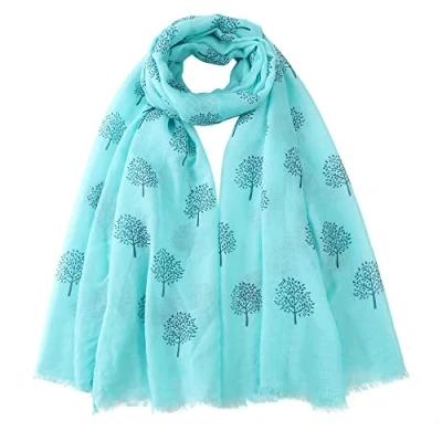 Image of London Scarfs Mulberry Tree Celebrity Designer Scarf Women s Shawl Wrap Ladies Long (Blue Without Stitched)