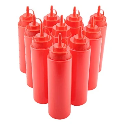 Image of Fockety Squeeze Bottle Set, 10pcs / Set Plastic Condiment Dispenser 720ml Bottle, for Sauce Sauce(red)