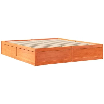 Image of vidaXL Bed Frame without Mattress Wax Brown 200x200 cm Solid Wood Pine