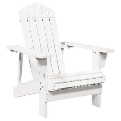 Image of vidaXL Adirondack Chair White Solid Fir Wood Outdoor Garden Patio Seat, 69x85x90.5 cm