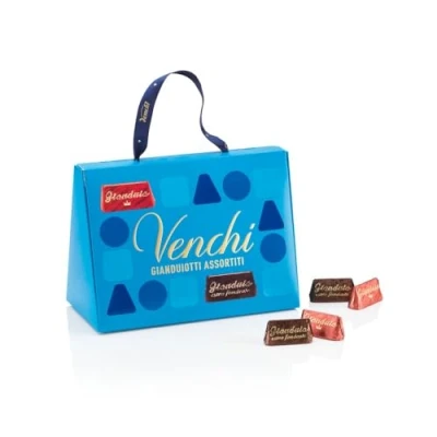 Image of Venchi Blue Bag With Assorted Gianduiotto Chocolates, 150 g PGI Piedmont Hazelnuts Gluten Free Great Gift Idea