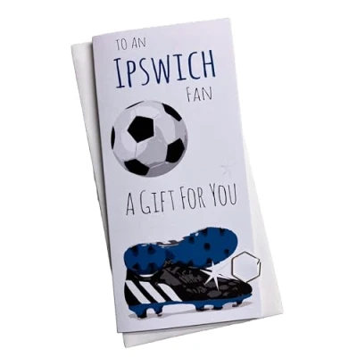 Image of WHITE COTTON CARDS 1 x Ipswich Town FC Football Birthday Money Wallet (WBW F103)
