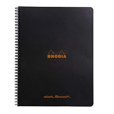Image of RHODIA 193039C Spiral Notebook (Full Bound) Black A4+ Dot 160 Detachable Pages White Clairefontaine Paper 80 g/m Soft and Resistant Cover Classic