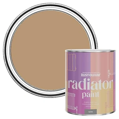 Image of Rust Oleum Orange Heat Resistant Radiator Paint in Satin Finish Fired Clay 750ml