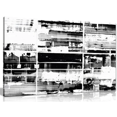 Image of Abstract Black &amp; White Canvas Wall Art Picture Print (24x16in)