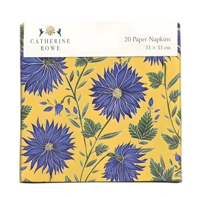 Image of Museums &amp; Galleries Paper Napkins/Serviettes Artistic Blue Flowers Floral Design by Catherine Rowe Disposable Tableware Eco Friendly