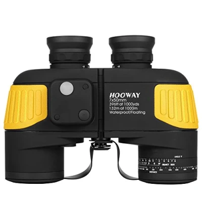 Image of Hooway 7x50 Waterproof Fogproof Military Marine Binoculars w/Internal Rangefinder &amp; Compass for Navigation,Boating,Fishing,Water Sports,Hunting and More