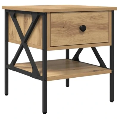 Image of vidaXL Bedside Table Artisan Oak 40 x 42 45 cm Wood Material