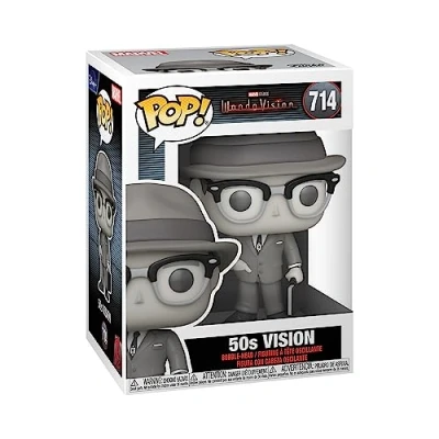Image of Funko POP! Marvel: WandaVision Vision 50s Black &amp; White 1/6 Odds for Rare Chase Variant Collectable Vinyl Figure Gift Idea Official Merchandise Toys Kids Adults TV Fans