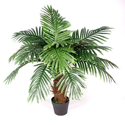 Image of Leaf Design UK Large Artificial Palm Tree, Brown Trunk, 100cm