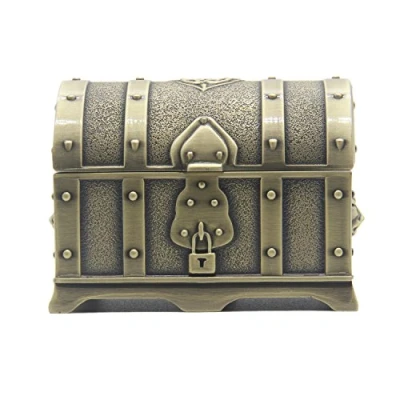 Image of AVESON Rectangle Vintage Metal Treasure Chest Trinket Jewelry Box Jewellery Organiser Storage Boxes Ring Case Gift for Girls Ladies Women, Small, Bronze
