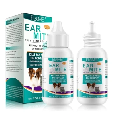 Image of JSBNQRMZ Ear Care For Dogs,2Pcs mite treatment dog,Provides Relief Yeast Infection,Alleviation Suffering From Mites&amp;Built Up Wax And Dirt.For Puppy,Cats Dogs