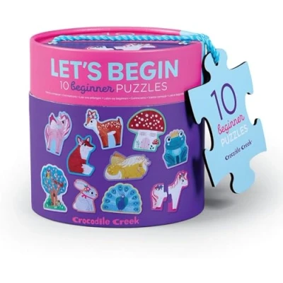 Image of Crocodile Creek 2 Piece Beginner Puzzles including 10 Different Designs For Kids Ages Years and Up Heavy Duty Canister Storage Each Puzzle is Approximately 6 x 4 inches