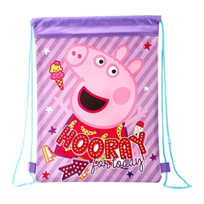 Image of Templar Peppa Pig Kids Drawstring PE Swimming Football Sports Travel Gym School Bag Lightweight, Multicolour, 44 x 33
