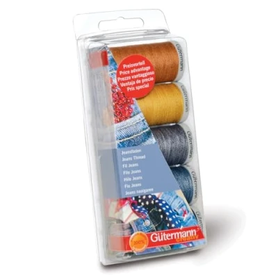 Image of Gutermann Jeans Thread Set, 100 Percent Polyester, 3 x 100m, 2 200m