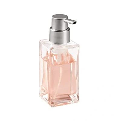 Image of iDesign Casilla Modern Foaming Soap Dispenser Pump for Kitchen and Bathroom, Glass, Clear/Brushed, 1 Piece