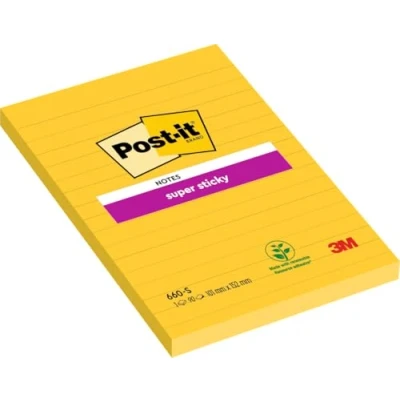 Image of Post it Super Sticky Notes Ultra Yellow 6 Pads Per Pack 90 Sheets Pad 102 mm x 152 Extra for Walls, Monitors and Fridge