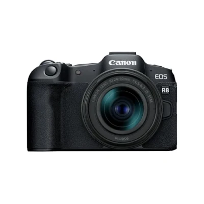 Image of Canon EOS R8 + RF 24 50mm F4.5 6.3 Mirrorless Digital Camera 24.2 MP Full Frame CMOS Image Sensor Dual Pixel AF II In Compositing LCD Touchscreen UVC/UAC Compatible