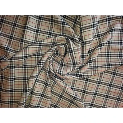 Image of 58&quot; wide Poly Viscose Tartan Dress Fabric Beige Check per metre