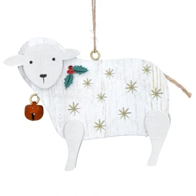 Image of Gisela Graham Wooden Sheep Decoration 7x8x1 Centimetre