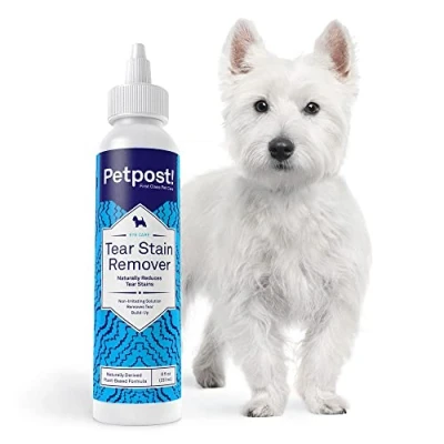 Image of Petpost Tear Stain Remover for Dogs Best Natural Eye Treatment White Fur Soothing Coconut Oil Maltese, Shih Tzu, Chihuahua Angels Approved Chemical and Bleach Free 237 ml