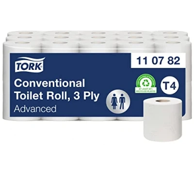 Image of Tork 110782 extra soft toilet rolls T4 / 3 ply tissue advanced quality compatible with conventional system and tear resistant, pack of 30 (30 x 250 sheets)