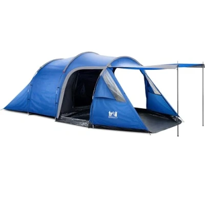 Image of Bowden 3 Man Tunnel Tent for Camping Festivals, 3000mm Waterproof, Darkened Dark Zone Bedroom, Living Area with Canopy, Bathtub Groundsheet, Compact Carry Bag (L435cm x W210cm H125/145cm)