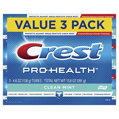 Image of Crest Pro Health Smooth Formula Toothpaste, Clean Mint, 4.6 oz, 3 Count