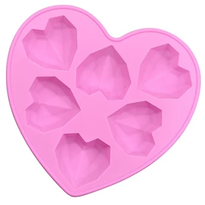 Image of Heart Shaped Silicone Mold 6 Cavity Non Stick Chocolate Moulds DIY Bakeware Molds for Baking