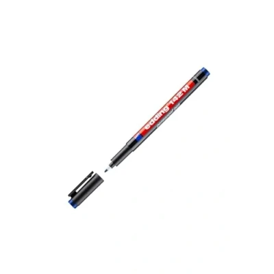 Image of edding 142 M permanent pen blue 1 round nib mm for writing on glass, plastic, foils and smooth surfaces permanent, quick drying, smudge proof waterproof