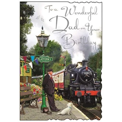 Image of Dad Birthday Card (JJ V510) Steam Train Velvet Range Embossed &amp; Foil Finish