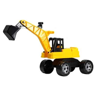 Image of Lena 02047 Sturdy Giant, Giga Trucks Construction Approx. 80 cm, Shovel 2 Steel axles, in Yellow/Black, Excavating Vehicle for Children from 18 to 36 Months