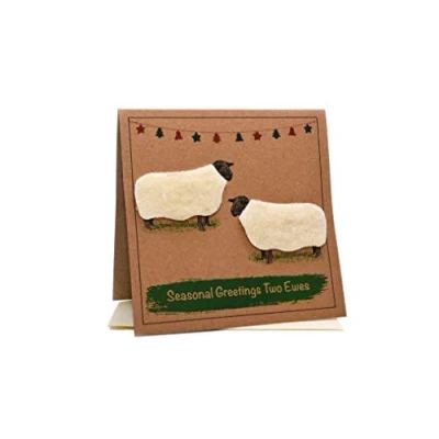 Image of Sheep (Seasonal Greetings Two EWES) Greeting Christmas Card (Blank Inside)