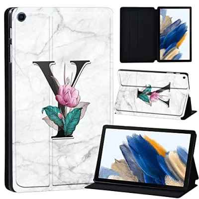 Image of Printed Case for Samsung Galaxy Tab A8 10.5 Inch 2022 (SM X200/X205/X207), Slim Lightweight Protective Hard Cover Trifold Stand with Auto Sleep/Wake (letter Y on white marble)