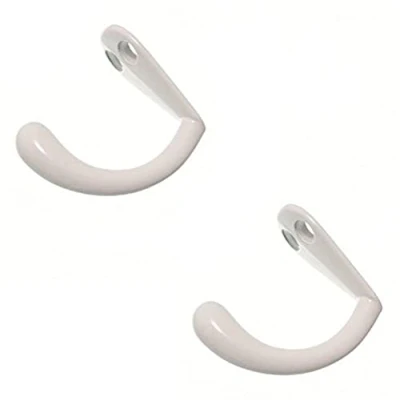Image of Merriway® BH00529 (5 Pcs) White Metal Single Robe Hook Pack of 5 Pieces