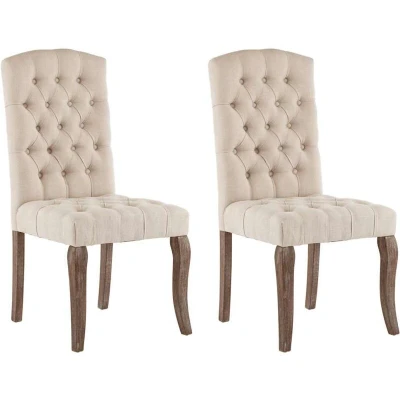 Image of vidaXL Dining Chairs 2 pcs Beige Linen Look Fabric