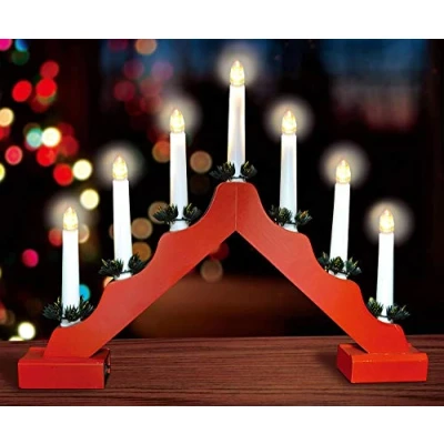 Image of Biznest Christmas Concepts Red Candle Bridge with Warm White Led Lights Battery Operated