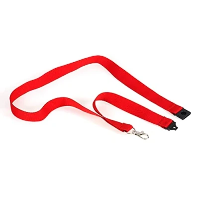 Image of EUROPEL Textile Lanyard 20mm, with Neck Strap and Metal Clip for ID Badge Holder, 10 Pack, 121276, Red